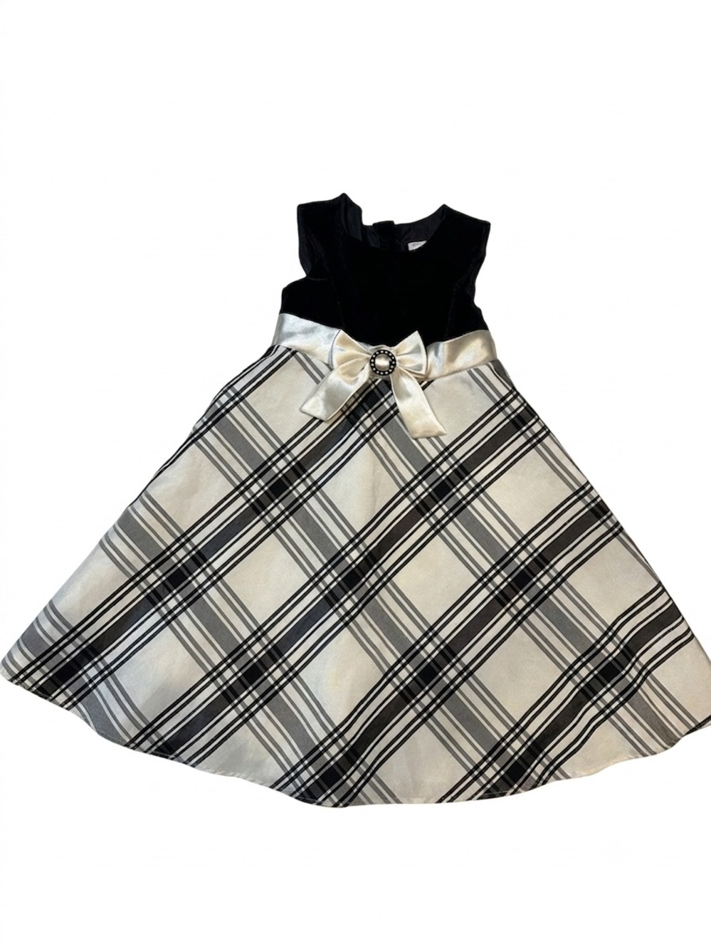 Jenny & Me Girls Velvet Plaid Party Dress Size 5